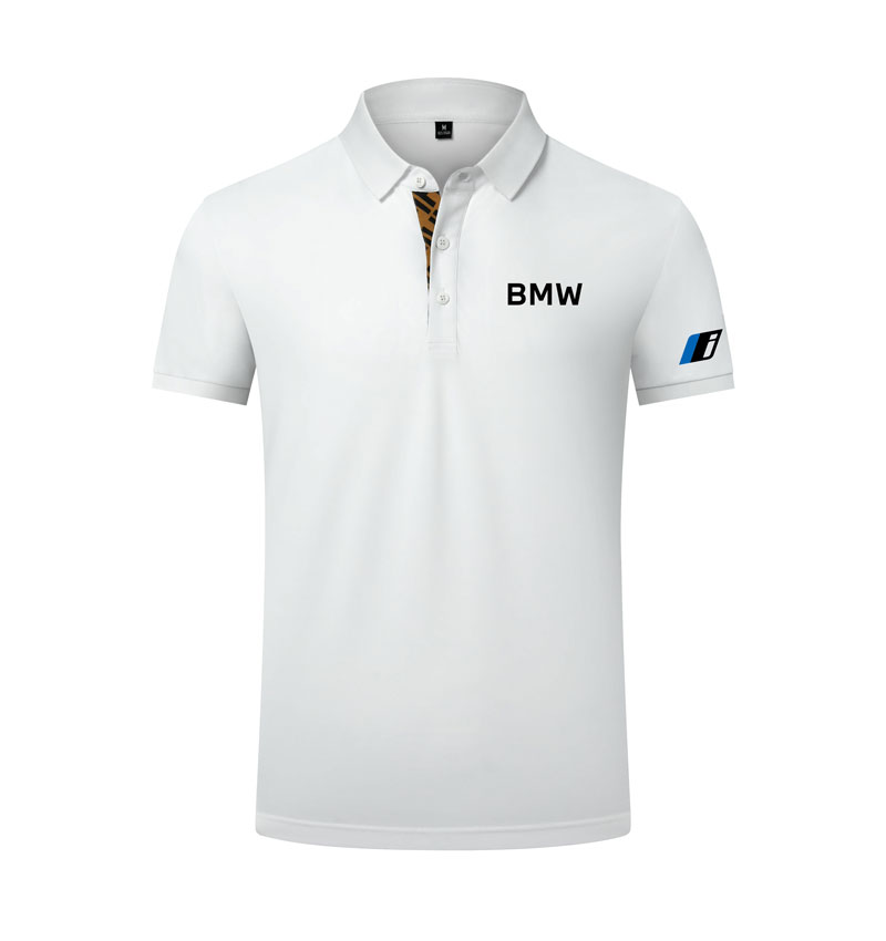 Polo BMW classique uni en coton piqué épais pour homme avec poignets cotelés